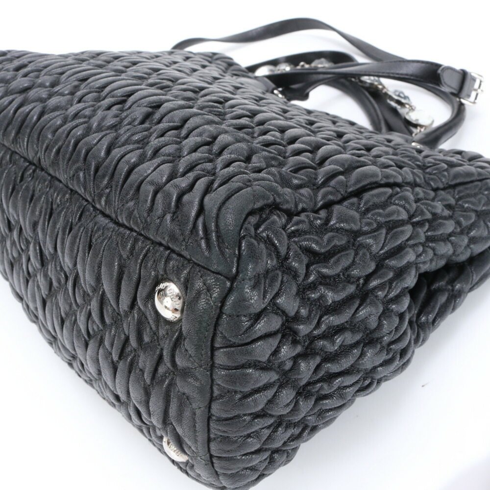 MIU MIU Matelasse Nappa Crystal Leather Shoulder Bag Black - Picture 11 of 15